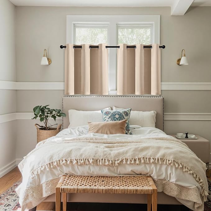 MIULEE Blackout Curtains for Bedroom 2 Panels 40 x 36 Inch Long Beige | Thermal - Image 7