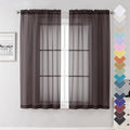 Sheer Curtains 63 Inch Length 2 Panels Set, Chocolate Window Curtains by Lecloud