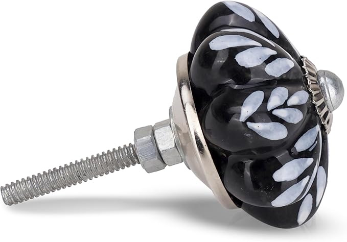 Knobs for Cabinets and Drawers Assorted Black & White Ceramic Cupboard Wardrobe Furniture Knob Door Pull Handles for Dresser Kitchen Wardrobes Boho Home Interior Decor - Pack of 20