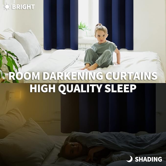 BGment Blackout Curtains 84 inches Long - Grommet Thermal Insulated Room Darkening Window Curtains for Bedroom, Set of 2 Panels (42 x 84 Inch, Navy Blue)