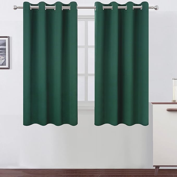 Dark Green Bedroom Blackout Curtains/52 x 54 Inch Long/Set of 2 Curtain by Lemomo