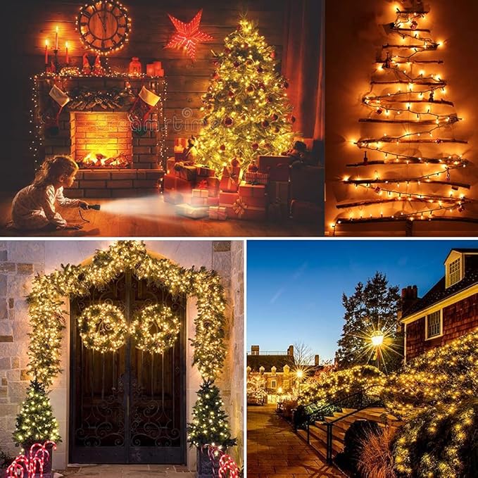 ODEETRONIC Steady & Blink Clear Christmas Lights, 21.63ft 100 Count Incandescent Christmas Lights, 2 Modes UL Certified Warm Clear Light, Connectable Mini Tree Light for Room Wedding Party, Green Wire