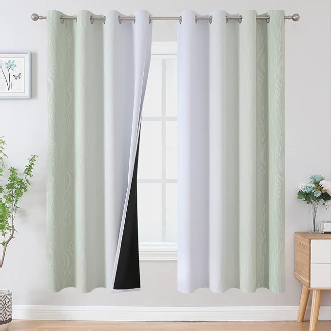 Sage Green and Greyish White Ombre Blackout Curtains by ESTELARTEXTILER