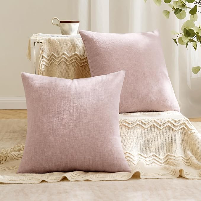 MIULEE Pink Chenille Couch Throw Pillow Covers, 20x20 | Set of 2, Valentine - Image 4