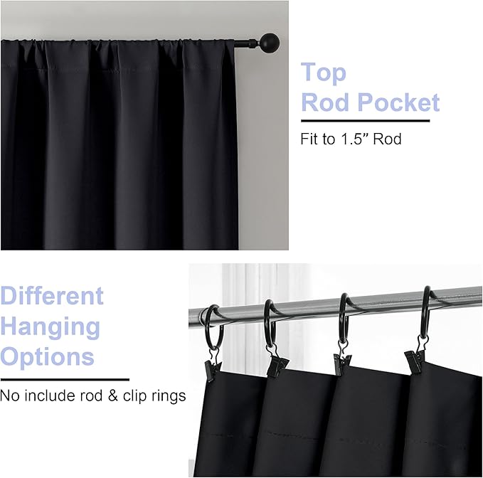 Simplebrand Black Blackout Curtains - Image 4