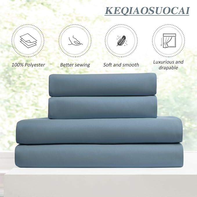 Dusty Blue Pleat Wide Width Drapes 80 x 84 inch Long 2 Panels - Image 5