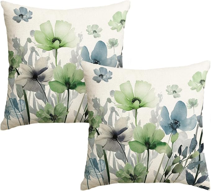 AVOIN colorlife Chinoiserie Poppy Flowers Pillow Covers 18x18 Inch Set of 2 | by AVOINcolorlife
