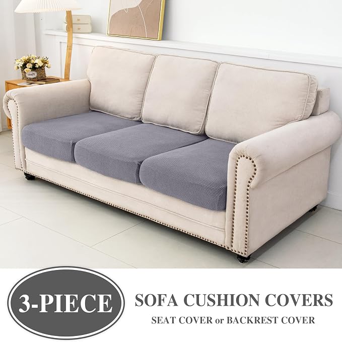 LA MEACK Couch Cushion Covers Seat Cushion Cover Stretch Couch Cover Separate - Image 2