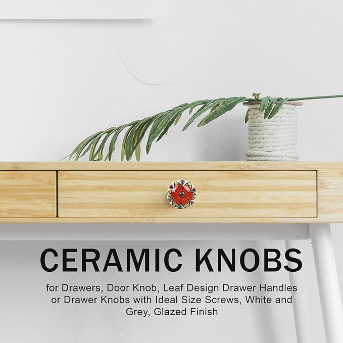 Knobs for Cabinets and Drawers Assorted Ceramci Cupboard Wardrobe Furniture Knob Door Pull Handles for Dresser Kitchen Wardrobes Boho Home Interior Decor -Pack of 20