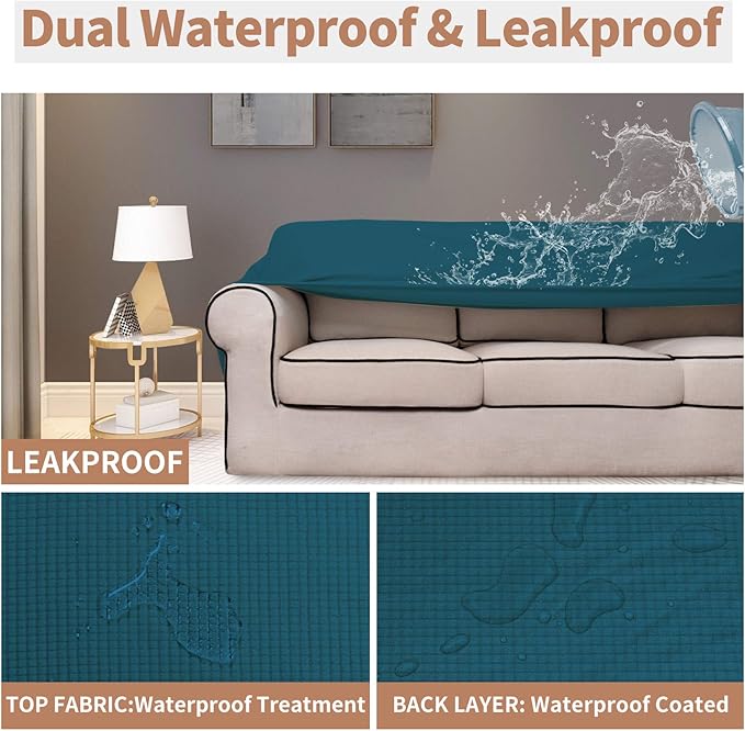 Easy-Going 100% Waterproof Loveseat Couch Cover Stretch Jacquard Sofa Cover | - Image 3