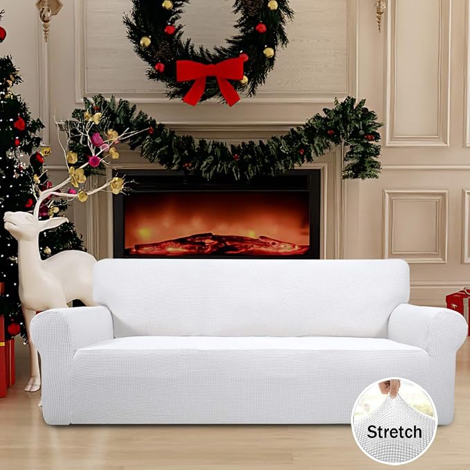 Easy-Going Stretch Oversized Sofa Couch Slipcover Washable Snow White | 1-Piece - Image 2