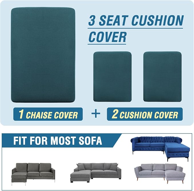 H.VERSAILTEX Sectional Couch Covers 3 Pieces Sofa Seat Cushion Covers L Shape - Image 8