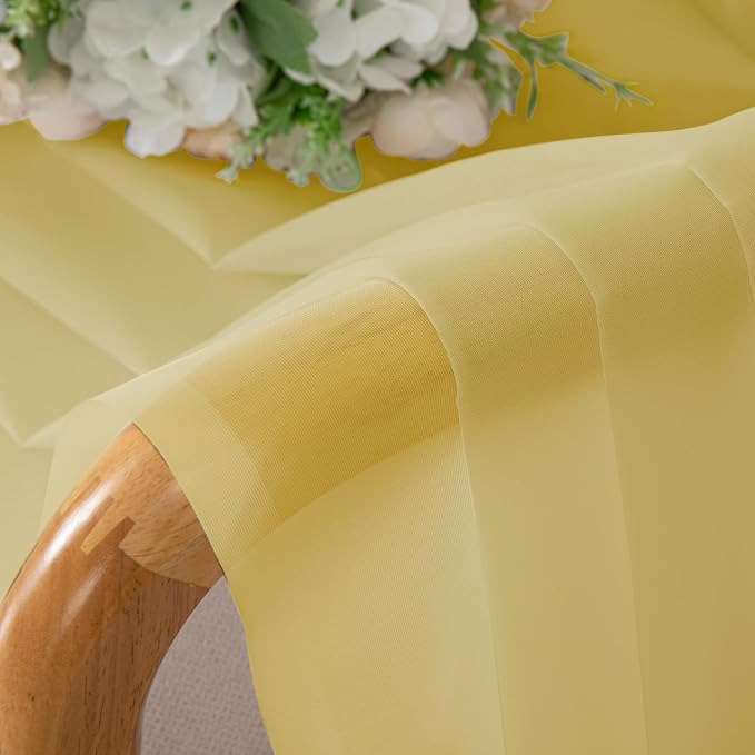 Chyhomenyc Mustard Yellow Sheer Curtains 72 Inches Long, Light Filtering Window - Image 4