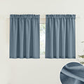 RYB HOME Blue Sheer Curtain Tiers 36 inch Length, Semi Sheer Half Privacy Kitchen Window Covering Lights Filtering for Cafe Bathroom Closet, Stone Blue, W52 x L36 inch, 2 Panels