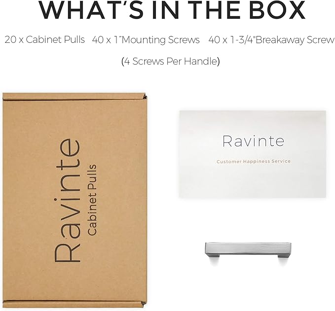Ravinte 20 Pack 3 Inch Square Cabinet Handles - Satin Nickel Pulls, Brushed Nickel Drawer Pulls, Kitchen Hardware, Handles for Cabinets, Cupboards