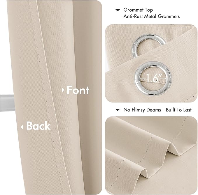 MIULEE Blackout Curtains for Bedroom 2 Panels 40 x 54 Inch Long Champagne | - Image 4
