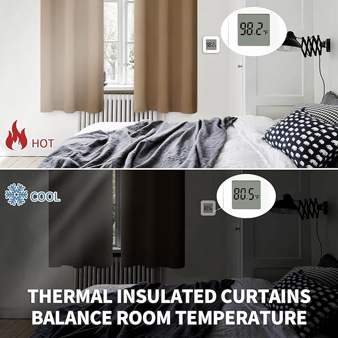 BGment Blackout Curtains for Living Room - Grommet Thermal Insulated Room Darkening Curtains for Bedroom, 2 Panels of 38 x 54 Inch, Taupe