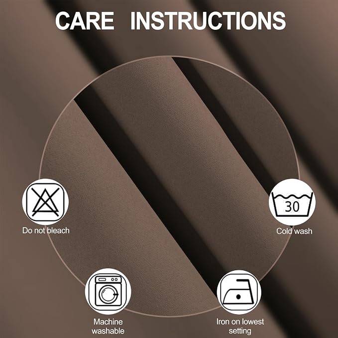 Chocolate Brown Blackout Curtains 34 x 54 Inch Length/Set of 2 Curtain - Image 4