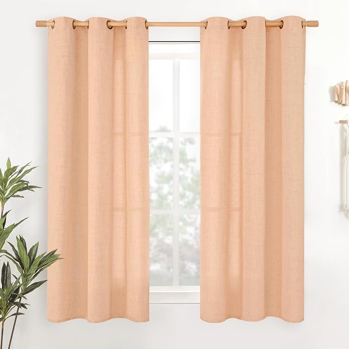 YoungsTex Peach Linen Curtains 45 Inches Long by YoungsTex