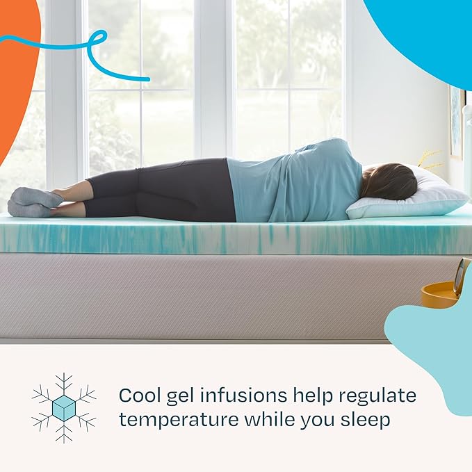 Linenspa 4 Inch Gel Swirl Memory Foam Mattress Topper – Cooling Gel Infused – Pressure Relieving Bed Topper - Mattress Pad – CertiPUR Certified - King Size