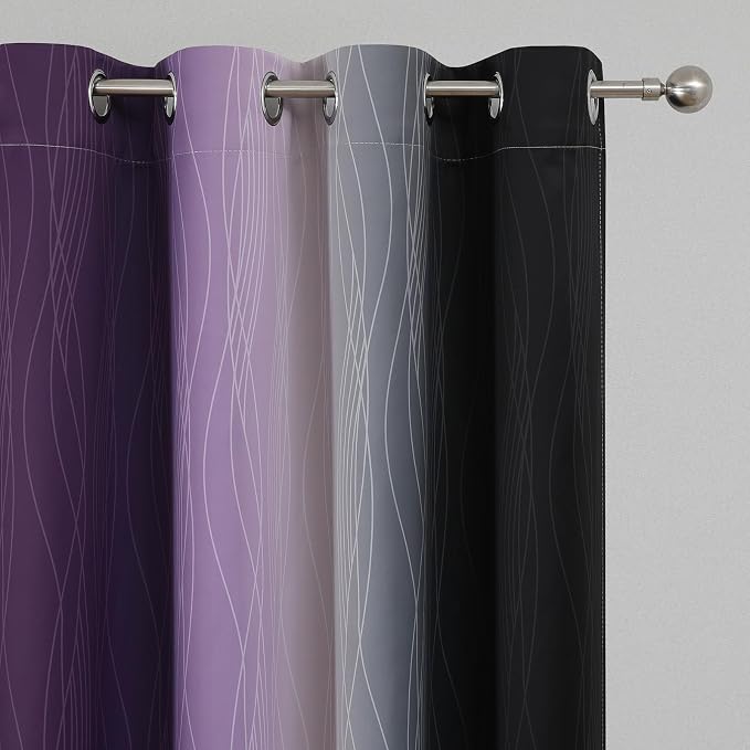 Black and Purple Ombre Blackout Curtains 72 Inch Length | Room Darkening - Image 4