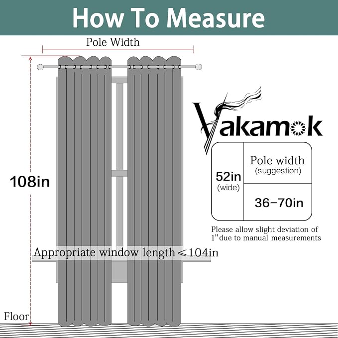 Yakamok Grey Blackout Curtains 108 Inches Long - Image 7