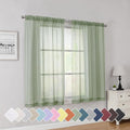 Simplebrand Sage Short Sheer Curtains 45 Inch Length by Simplebrand
