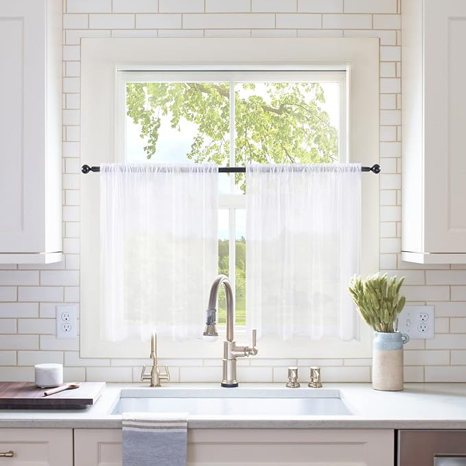 MIULEE Short Sheer Curtains 30 Inch Length 2 Panels, 29 x 30 Inches, Tier by MIULEE