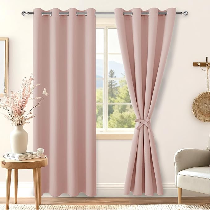 Blackout Curtains for Bedroom, 52 x 84 Inches Long, 2 Panels | Thermal Insulated by Hiasan