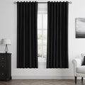 Black 100% Blackout Linen Curtains 63 Inch Length 2 Panels Set by Guken