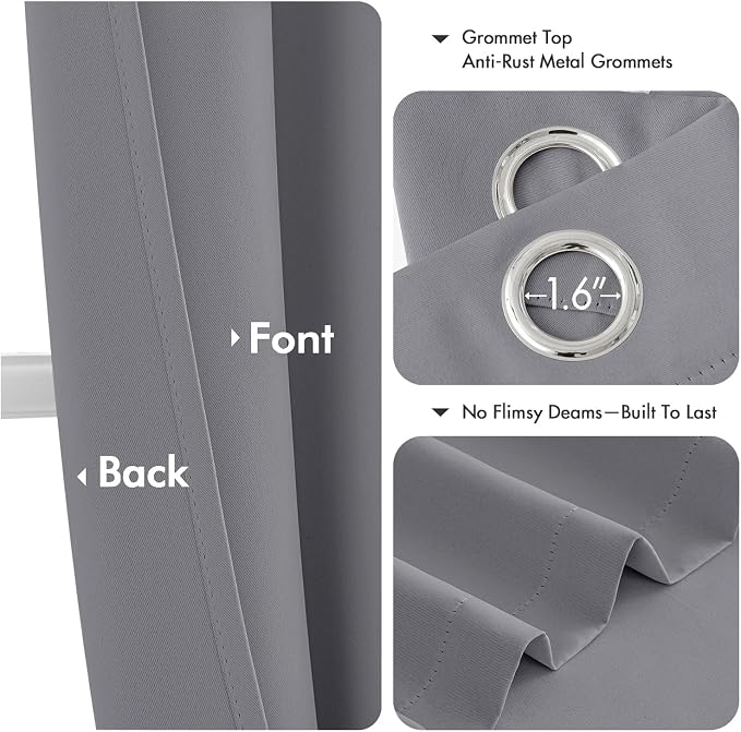 MIULEE Blackout Curtains for Bedroom 2 Panels 40 x 45 Inch Long Light Gray | - Image 4