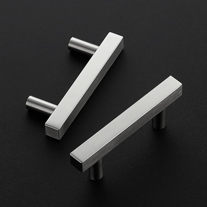 Ravinte Brushed Nickel Cabinet Handles 25 Pack 2-1/2 inch Satin Nickel Square Cabinet Pulls Silver Hardware for Kitchen Cabinets 4 inch Overall Length Stainless Steel Drawer Pulls