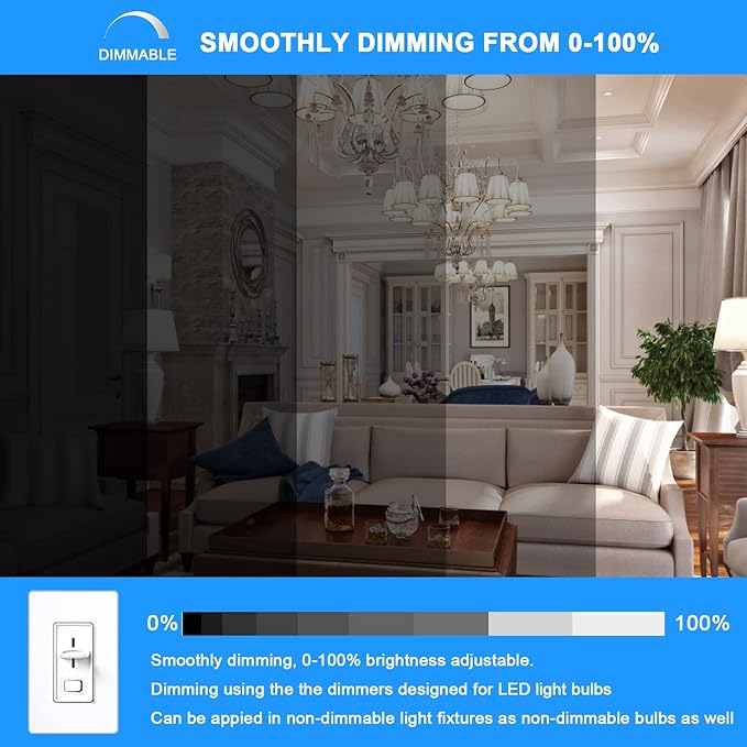 TAIYALOO E12 LED Bulb Dimmable C7 Bulb Equivalent to E12 Halogen Bulb 60W, Natural White 4000K, T6 Small Base, 120V 7W 630LM E12 LED Candelabra Bulbs for Ceiling Fan, Chandelier Light, 6 Pack