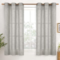YoungsTex Dark Grey Linen Semi Sheer Curtains 45 Inch Length 2 Panels | by YoungsTex