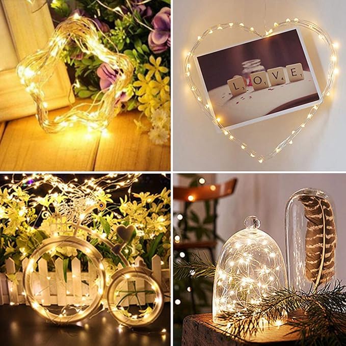Decute 500LED 164ft Fairy String Lights Christmas Lights Indoor Outdoor Silver Wire with Remote, Firefly Lights Starry for DIY Christmas Tree Costume Wedding Party Table Centerpiece Decor(Warm White)