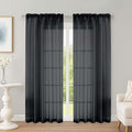 Black Sheer Curtains 72 Inches Long 2 Panels Set, Transparent Voile Sheer by OWENIE