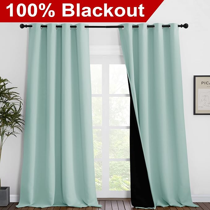 NICETOWN Full Shading Curtains for Windows, Super Heavy-Duty Black Lined - Image 2