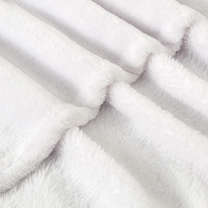 BEDELITE Fleece Blanket Soft Plush Queen Size Bed Blanket White 90"x90" | Ultra - Image 7
