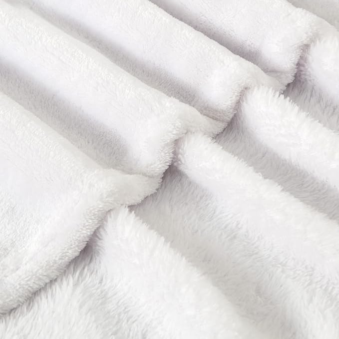 BEDELITE Fleece Blanket Soft Plush King Size Bed Blanket White 108"x90" | Ultra - Image 7