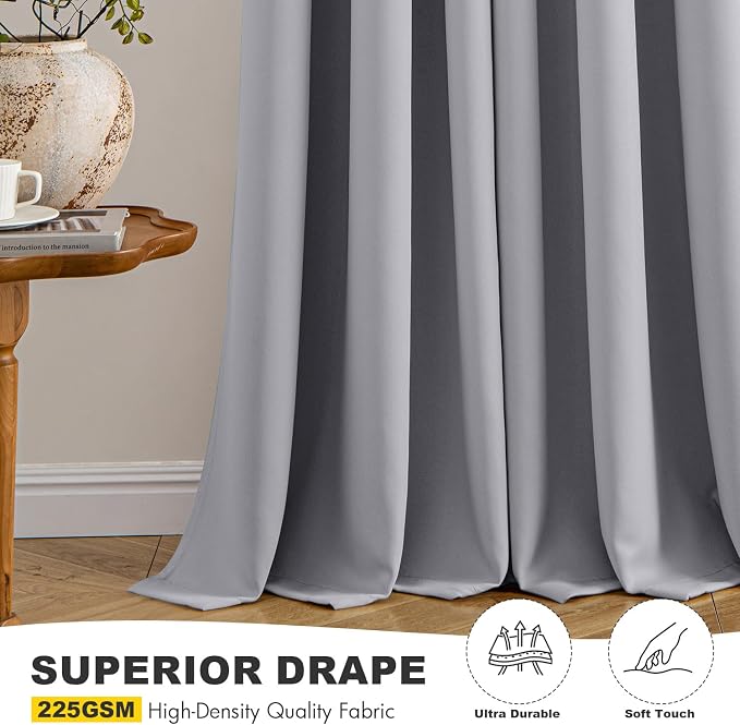 MIULEE Blackout Curtains for Bedroom 2 Panels 40 x 63 Inch Long Light Grey | - Image 5