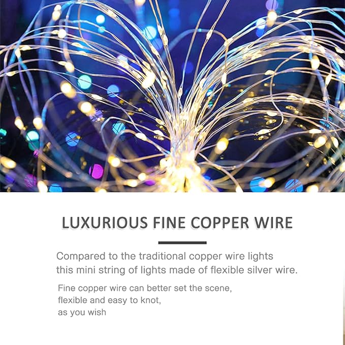 String Lights, Waterproof LED String Lights,2 Pack 20ft 60 LED Festival Decorations Crafting Battery Powered Copper Wire Starry Fairy Lights