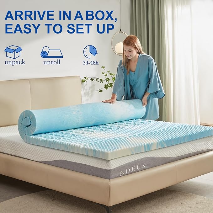 SINWEEK 3 Inch Mattress Topper 5-Zone Memory Foam Mattress Topper Pressure Relief Soft Mattress Pad, CertiPUR-US Certified, King