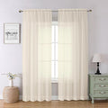 Cream Sheer Curtains 84 Inches Long 2 Panels Set, Elegant Light Filtering by Lecloud