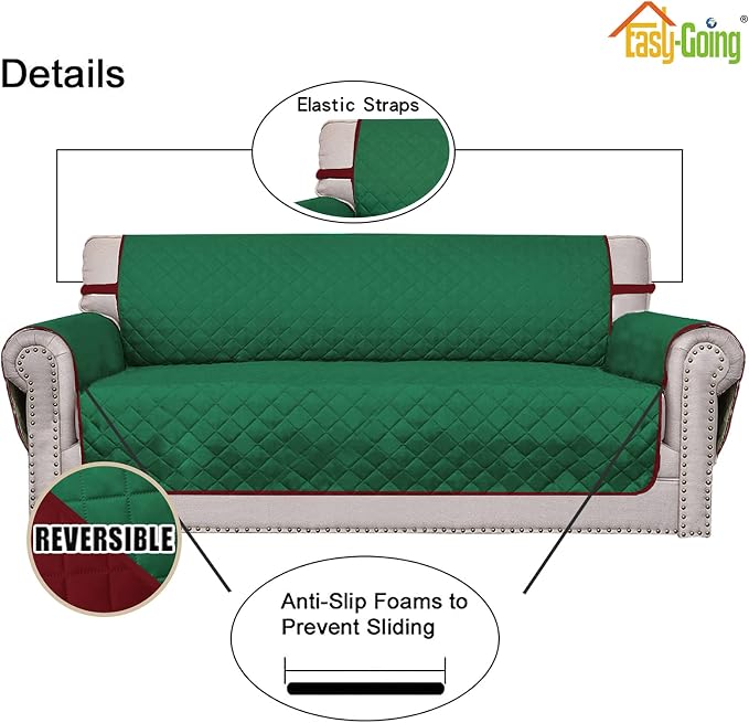 Easy-Going Reversible Couch Cover, 2 Cushion Sofa, Water Resistant Furniture Mat - Image 3