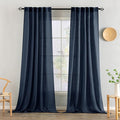 MIULEE Navy Blue Linen Curtains 52x96 Inch Length 2 Panels by MIULEE