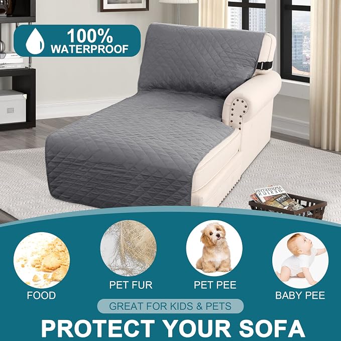 Turquoize 100% Waterproof Sofa Covers Chaise Lounge L Shape Sofa Protector Slip - Image 2