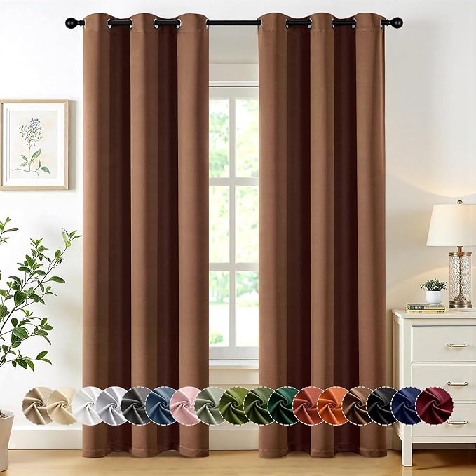 MIULEE Blackout Curtains for Bedroom 2 Panels 40 x 84 Inch Long Mocha Brown | by MIULEE