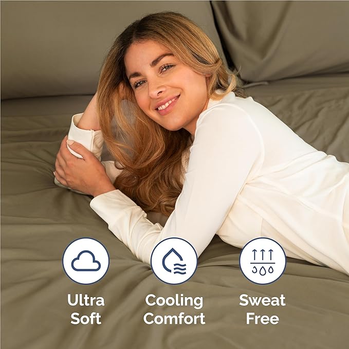 Twin XL 4 Piece Sheet Set - Comfy Breathable & Cooling - Ultra Soft Hotel Luxury Bedding Set w/ 8-16 Inch Deep Pockets - 1 Flat & 1 Fitted Sheet & 2 Pillowcases - Wrinkle Free and Easy Care - Khaki