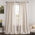Beige Linen Semi Sheer Curtains 84 Inch Length 2 Panels Set Back Tab Rod Pocket by Nanspring