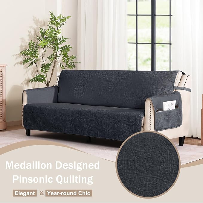 Large Black Recliner Chair Covers, Quilted Décor Water-Repellent Lazy Boy Chair - Image 9